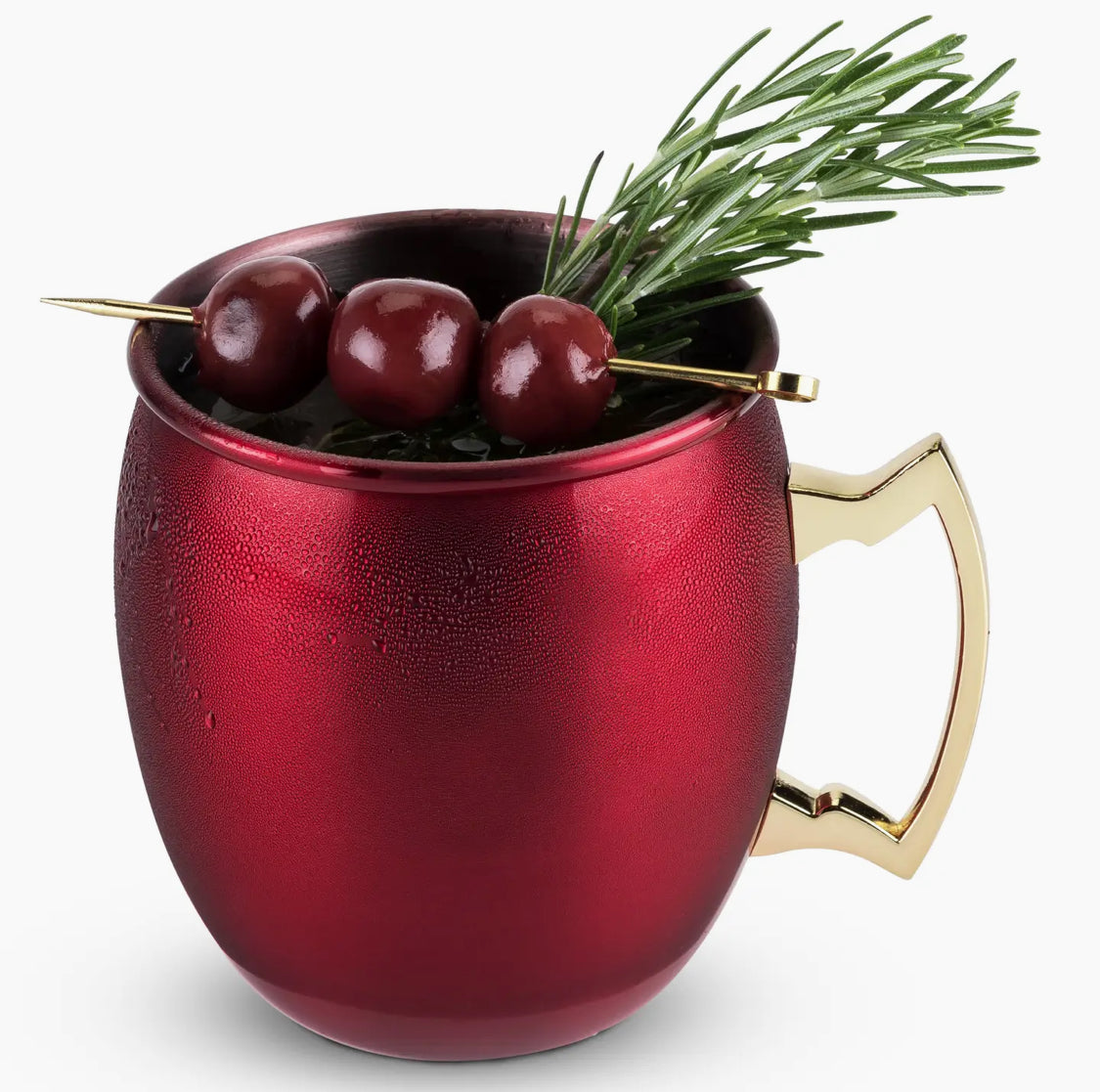 Red & Gold-Plated Stainless Steel Moscow Mule Mug (Qty 2)