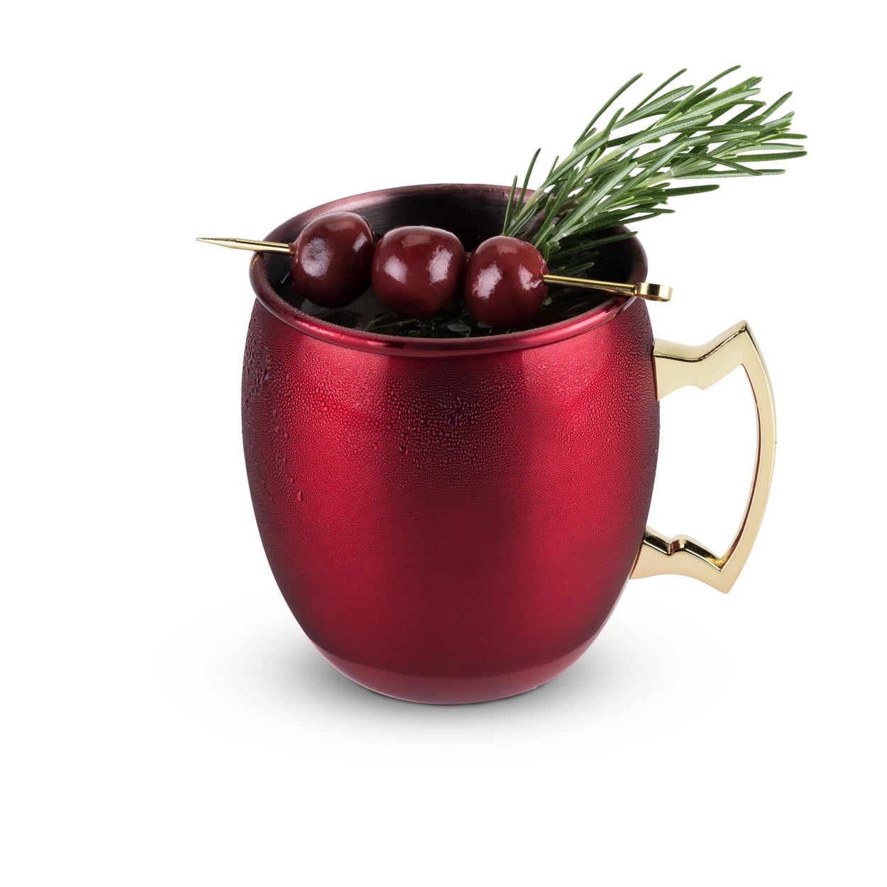 Red & Gold-Plated Stainless Steel Moscow Mule Mug (Qty 2)